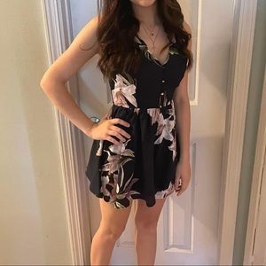 Navy blue floral romper